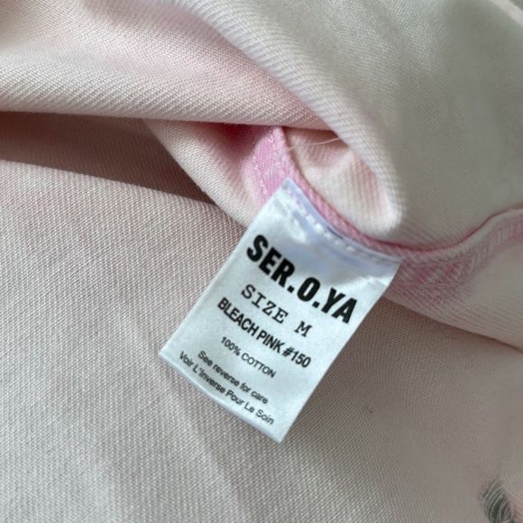 SER.O.YA Mariel Denim Button-Front Shirt Jacket Pink Size M - Picture 9 of 15